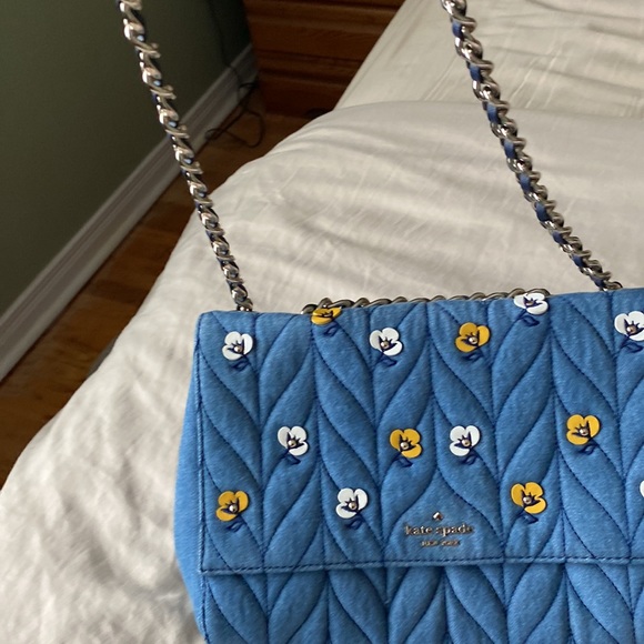 Kate Spade Flowers on Blue Fabric Bag - Picture 2 of 8